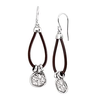 【中古】【輸入品・未使用】Silpada 'Medallion' Drop Earrings in Sterling Silver & Leather