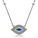 【中古】【輸入品・未使用】スターリングシルバーキュービックジルコニアand Multi Colored Enamel Evil Eyeネックレス(4)