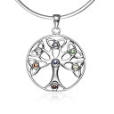 【中古】【輸入品・未使用】925 Sterling Silver Celtic Knot Trinty Tree of Life Seven (7) Chakras Pendant Necklace 46cm