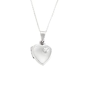 yÁzyAiEgpzSilverly Womens .925 Sterling Silver Heart Locket Pendant Chain Necklace 46 cm