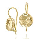 【中古】【輸入品 未使用】Graceful Yellow 14k Gold Plated Silver Drop Earrings Hand Hammered Round Shaped with Secure Backs