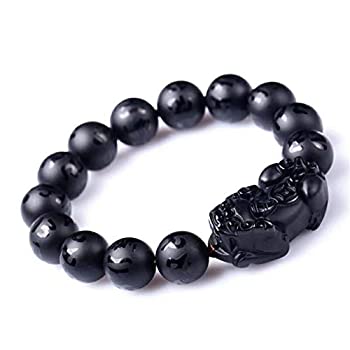 【中古】【輸入品・未使用】LiZiFang ブラック天然黒曜石クリスタルラウンドビーズブレスレット 12mm 【中古】【輸入品・未使用】LiZiFang ブラック天然黒曜石クリスタルラウンドビーズブレスレット 12mm