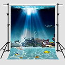 【中古】【輸入品・未使用】Meets 5?x 7ft Underwater World Backdrop Stonefish Turtle Plant Sunl...