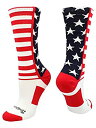 【中古】【輸入品・未使用】MadSportsStuffアメリカ国旗星とストライプクルーソックス S ブルー