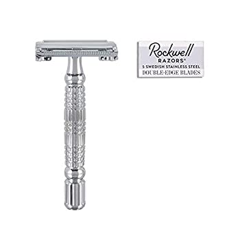 【中古】【輸入品・未使用】Rockwell Razors R1 ダブルエッジ セーフティーカミソリ、ホワイトクロム、バタフライオープン+スウェーデンステンレススチールカミソリ刃5枚。