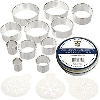 【中古】【輸入品 未使用】Professional Quality Pastry/Fondant/Cookie Cutters - 11 Piece Round Cutter Set - Stainless Steel Metal Circle Molds best for Biscuit Do