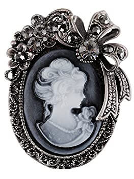楽天アトリエ絵利奈【中古】【輸入品・未使用】（Grey） - Alilang Old Style Crystal Rhinestone Cameo Maiden Flower Ribbon Bow Pin Brooch