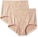 【輸入品・未使用】Bali Women's Tummy Panel Brief Firm Control 2-Pack Nude Jacquard X Large