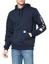 【中古】【輸入品・未使用】Carhartt メンズ ミッドウェイト スリーブ ロゴ フード付きスウェットシャツ (レギュラーとビッグ&トールサイズ) US サイズ: Small カラー: ブル