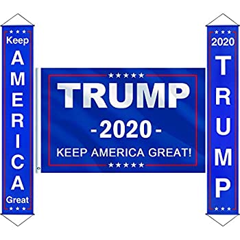 【中古】【輸入品・未使用】Keep America Great Garland ドナルド・トランプ大統領2020年旗 アメリカ国旗 真鍮製グロメット付き Keep America Great Porch サイン バナー 吊のサムネイル