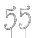 【中古】【輸入品・未使用】MAGJUCHE シルバー 55インチ クリスタルケーキトッパー 数字55 ラインストーン 55歳の誕生日ケーキトッパー 男性または女...
