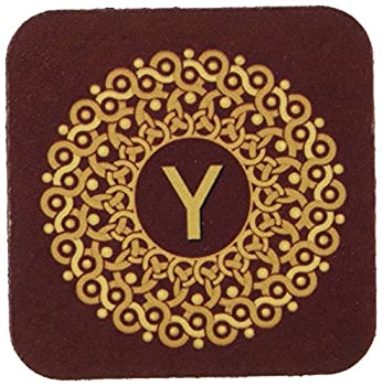 【中古】【輸入品・未使用】(set-of-8-Soft) - 3dRose cst_32301_2 Monogram Y Tan and Coffee Mandala on Warm Chocolate Muted Grunge Damask-Soft Coasters Set of 8