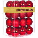 【中古】【輸入品・未使用】クリスマスボールオーナメント クリスマスツリー用 飛散防止 デコレーション Lサイズ 吊りボール 2.5In x 24pcs レッド 8-YH35-HM-XMSBAL-38-25I