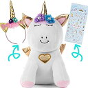 【中古】【輸入品・未使用】秋のユニコーンギフト ユニコーンのぬいぐるみ ユニコーンのおもちゃ あらゆる年齢の女の子に ヘッドバンドとステッカーのぬいぐるみユニコーン