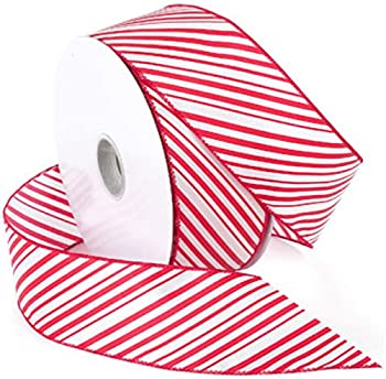 【中古】【輸入品・未使用】Morex Ribbon 2-1/2-Inch Wide by 50-Yard Spool Peppermint Stripe Wired Ribbon Red/White by Morex Ribbon