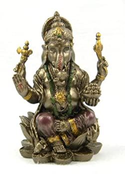 【中古】【輸入品・未使用】Hindu God Ganesha in Meditation Bronze Finish Statue Sculpture Figurine Ganesh