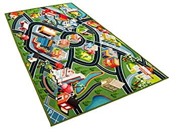 【中古】【輸入品 未使用】Kids Carpet Playmat Rug - Fun Carpet City Map for Hot Wheels Track Racing and Toys - Floor Mats for Cars for Toddler Boys -Bedroom Play