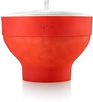 yÁzyAiEgpzLekue - Microwaveable Popcorn Maker - Healthier Method of Cooking Popcorn - 100% Platinum Silicone - 10 Cups - Red