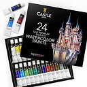 【中古】【輸入品 未使用】Castle Art Supplies 水彩絵の具セット - 24色の鮮やかな色のチューブ入り - 簡単で便利な高品質の塗料で素晴らしい結果をミックスできるこのセ