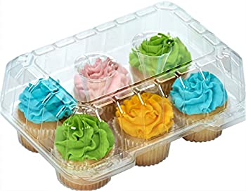 yÁzyAiEgpzClear Cupcake Boxes 4 High for high toppinges- Holds 6 Cupcakes Each- 12/Pack by Decony