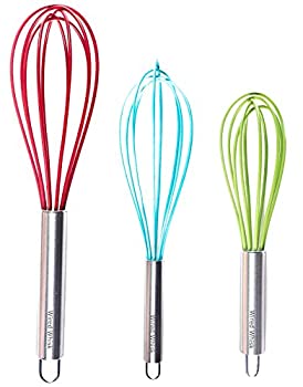 【中古】【輸入品・未使用】Wired Whisk Silicone Whisk Set of 3 - Stainless Steel & Silicone Kitchen Utensils for Blending Whisking Beating & Stirring - (Blue: 12-