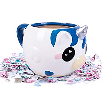 【中古】【輸入品・未使用未開封】グリッターギャラクシーユニコウコーヒーマグ - MooMoo the Blue Unicorn Cow - 16オンス