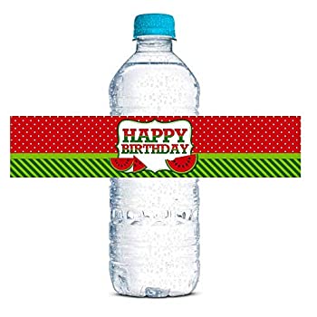 【中古】【輸入品・未使用】AmandaCreation スイカ誕生日防水ウォーターボトルステッカーラッパー、20 1.75インチ x 8.5インチ ラップアラウンドラベル