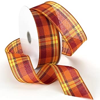 【中古】【輸入品・未使用】Morex Ribbon Abundance Wired Plaid Fabric Ribbon 2-1/2-Inch by 50-Yard Spool Pumpkin by Morex Ribbon