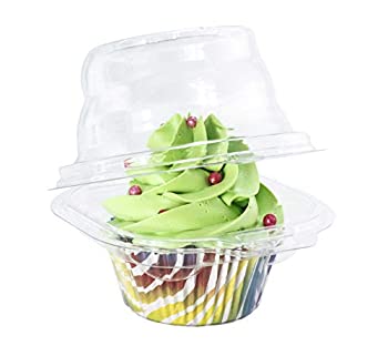 【中古】【輸入品 未使用】Katgely Individual Cupcake Container - Single Compartment Cupcake Carrier Holder Box - Stackable - Deep Dome - Clear Plastic - BPA-Free