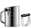 【中古】【輸入品・未使用】5カップ 小麦粉ふるい器 ステンレススチール ロータリー 手回し 16個の細かいメッシュスクリーンベーキングふるい付き 3カップ 8541885980