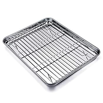 【中古】【輸入品・未使用】TeamFar Pure Stainless Steel Sheet Pan and Rack Set Cookie Sheet Baking Tray with Cooling Rack Non-toxic & Healthy Dishwasher Safe
