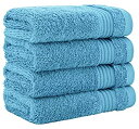 【中古】【輸入品・未使用】United Home Textileの高級トルコ綿洗面タオル。お手入れ簡単、超ソフトで吸収性、指先タオル、4枚パック洗面タオルセット、スカイブルー