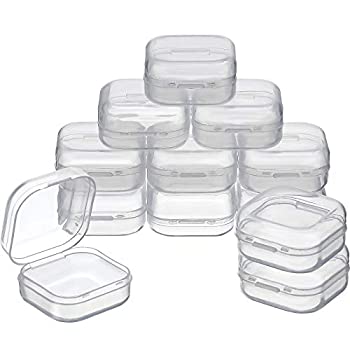 【中古】【輸入品・未使用】SATINIOR 12個パック クリアプラスチックビーズストレージコンテナボックス ヒンジ蓋付き ビーズなど用 (1.38 x 1.38 x 0.71インチ)