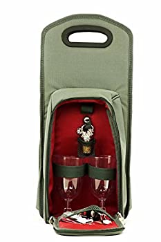 【中古】【輸入品・未使用】Wine Carrier Tote Bag - 7 Pcs Insulated Wine Bottle Holder or Wine Case Picnic Set (Red / Grey) by Imperial Home