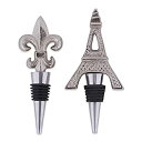 【中古】【輸入品・未使用】DII Silver Eiffel Tower & Fleur Del Lis Bottle Stopper (Set of 2)