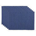 【中古】【輸入品・未使用】DII コットン100% ベーシック リブ編み プレースマットセット 13x19 フレンチブルー 6枚