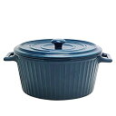 【中古】【輸入品・未使用】Jomop キャセロール皿 蓋付き 1.1クォート セラミックキャセロールパン 耐熱皿 オーブン用 カラフル (1、ネイビーブルー)