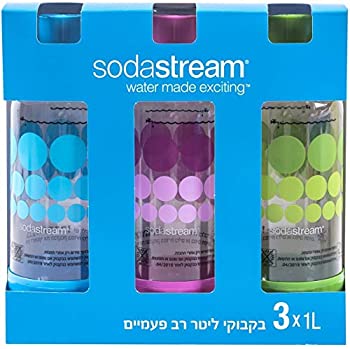 【中古】【輸入品・未使用】Original Sodastream Three Pack 1 Liter Carbonating Bottles - Lasts 2 years - Purple Blue and Green by SodaStream