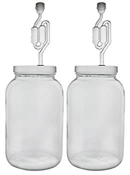 【中古】【輸入品・未使用】One Gallon Wide Mouth Jar with Lid and Twin Bubble Airlock-Set of 2 by Home Brew Ohio