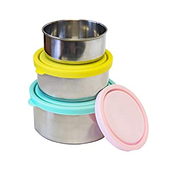 【中古】【輸入品・未使用未開封】MIRA ステンレススチール ランチボックス 食品保存容器 BPAフリー 環境に優しい 再利用可能なスナックフード入れ容器 子供&大人用 3個セット ブ