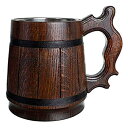 【中古】【輸入品・未使用】MyFancyCraft 木製ビールマグ 0.6L 20オンス ギフトボックス付き ステンレススチールカップ メンズ 環境に優しいお土...