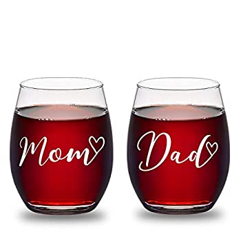 【中古】【輸入品・未使用未開封】Mom & Dad 脚なしワイングラスセット お母様へのギフト お父さん 旦那様 妻 新親 記念日 ベビーシャワー ご両親 クリスマス 誕生日 2個セット 15