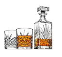 【中古】【輸入品 未使用】Whiskey Decanter set for Liquor Scotch Bourbon or Wine Includes 2 DOF whisky glasses - Irish Cut