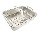 【中古】【輸入品・未使用】only fire ステンレススチール バーベキュー 耐熱皿 ロースター ローストパン Uラック付き