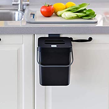 【中古】【輸入品・未使用未開封】Jesintop コンポスト容器 キッチンカウンターまたはシンク下用 小さなゴミ箱 蓋付き 1.3ガロン 吊り下げゴミ箱 取り付け可能なプラスチックゴミ
