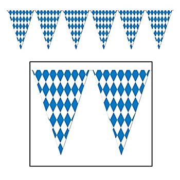 yÁzyAiEgpzBeistle 120 Foot Oktoberfest Bavarian Check Flag Pennant Banner by Beistle