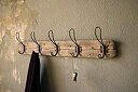 【中古】【輸入品 未使用】Entryway Rustic Style 5 Hook Wall Mount Wooden Coat Rack Brown Large 70cm x 14cm