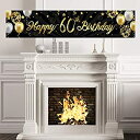 【中古】【輸入品・未使用】Happy 60th Birthday バナーサイン ゴールドグリッター 60年 バースデーパーティーデコレーション用品 記念日お祝い用背景