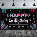 【中古】【輸入品・未使用】Happy Birthday 背景幕 大型ファブリック 音楽パーティー背景 写真ブースバナー 写真パーティー装飾用品 ティーンズ向けソーシャルメディアテー