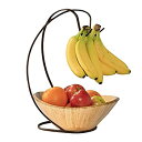 【中古】【輸入品・未使用】Seville Classics Fruit Tree with Banana Hook and Large Wavy Bamboo Bowl
